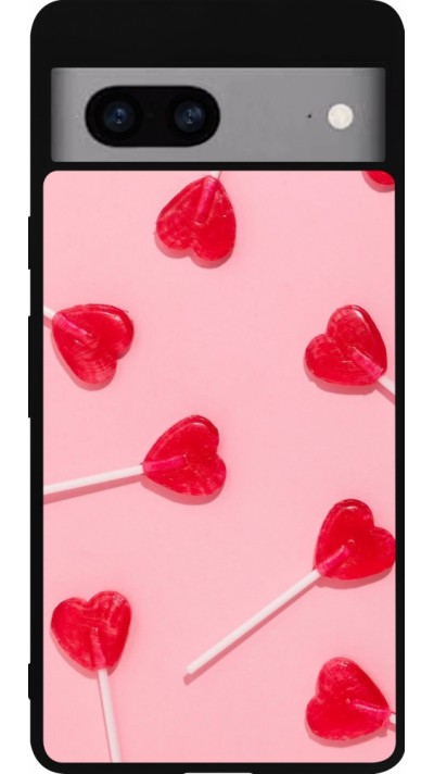 Google Pixel 7a Case Hülle - Silikon schwarz Saint Valentines Day 26 Lollipop