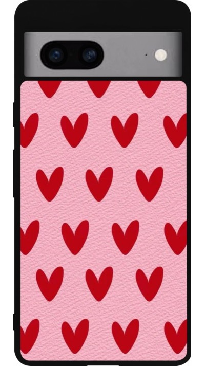 Google Pixel 7a Case Hülle - Silikon schwarz Saint Valentines Day 26 Pattern heart
