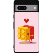 Coque Google Pixel 7a - Silicone rigide noir Saint Valentines Day 26 Puzzle