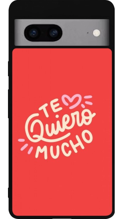 Google Pixel 7a Case Hülle - Silikon schwarz Saint Valentines Day 26 Te quiero mucho