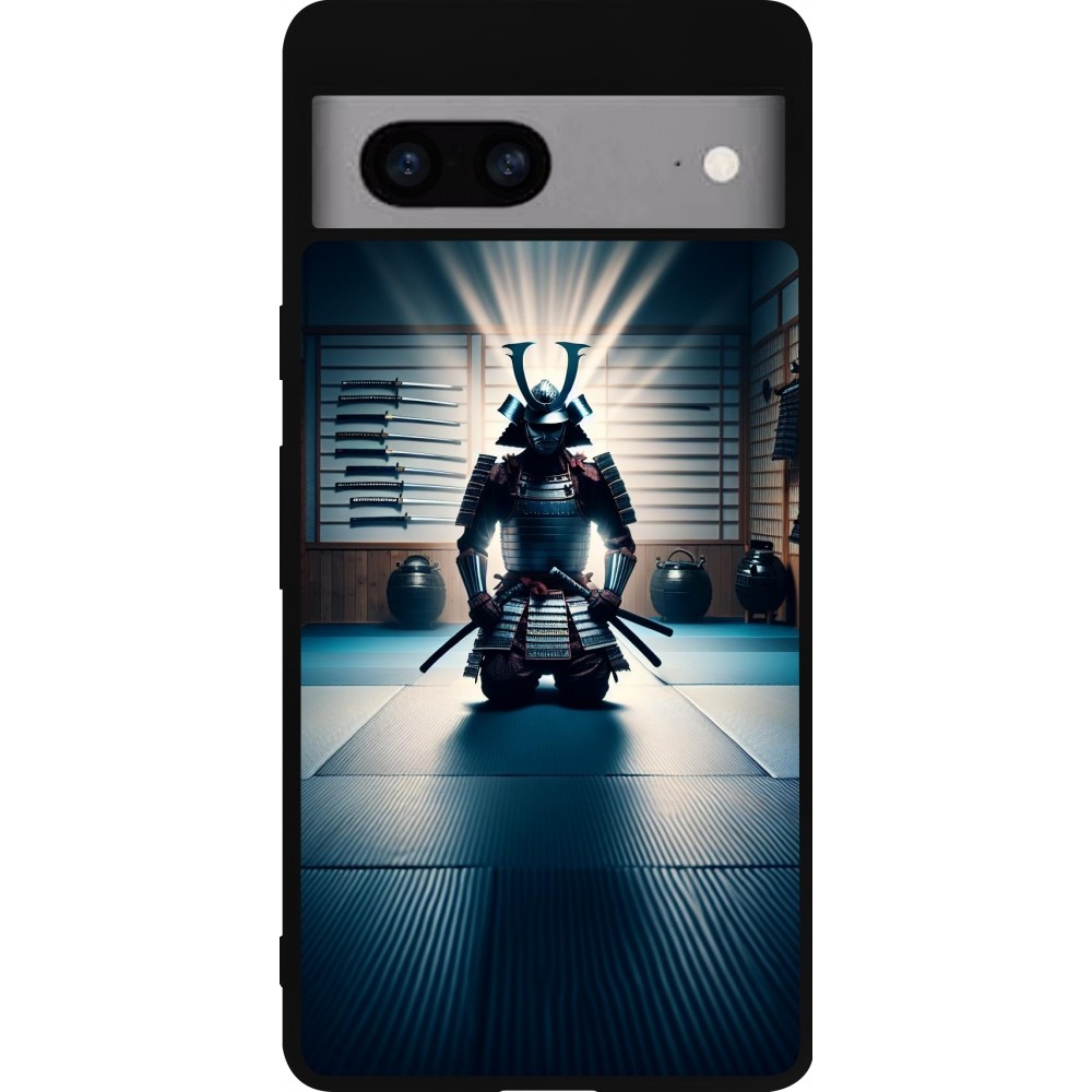 Google Pixel 7a Case Hülle - Silikon schwarz Samurai im Gebet