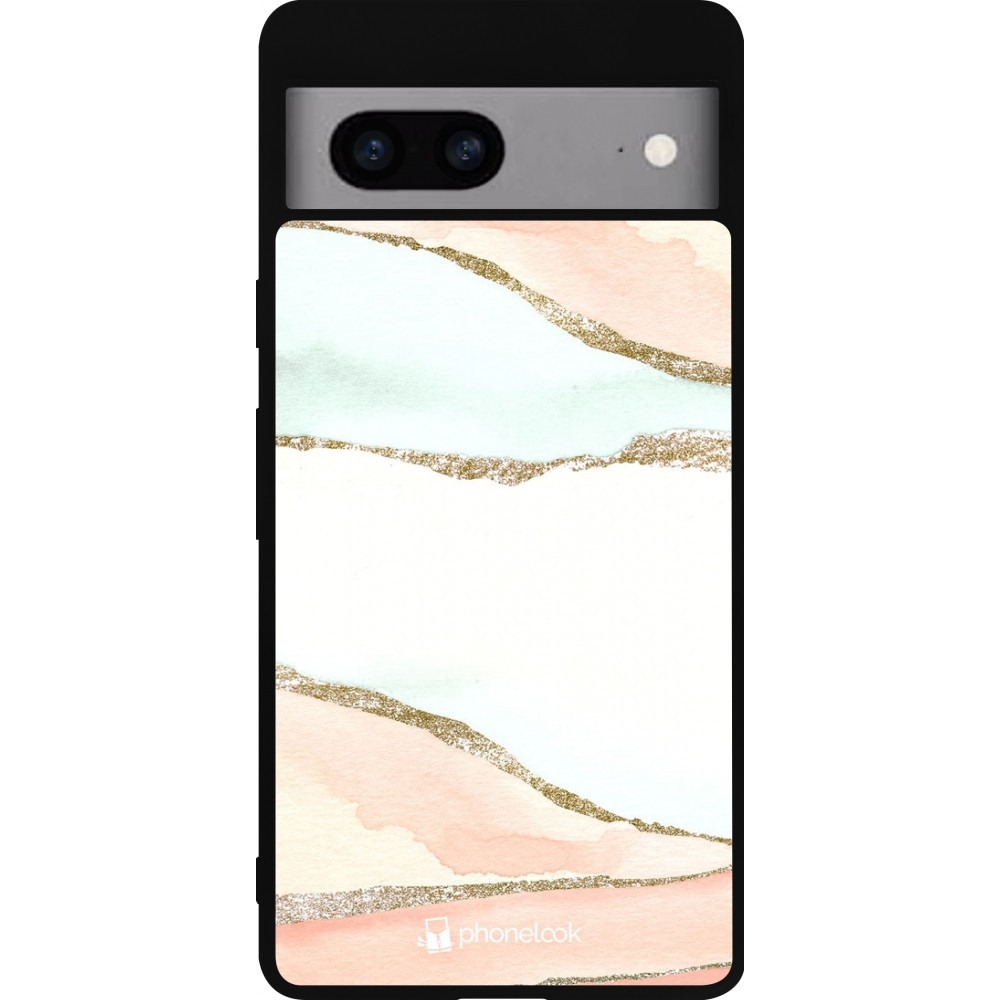 Google Pixel 7a Case Hülle - Silikon schwarz Shimmering Orange