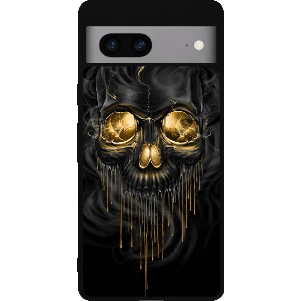 Google Pixel 7a Case Hülle - Silikon schwarz Skull 02