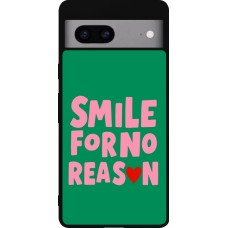 Coque Google Pixel 7a - Silicone rigide noir Smile for no reason 2026