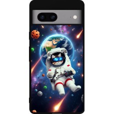 Coque Google Pixel 7a - Silicone rigide noir VR SpaceCat Odyssey