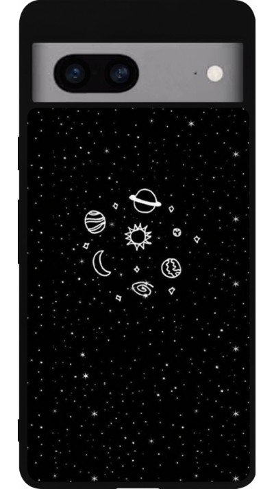 Coque Google Pixel 7a - Silicone rigide noir Space Doodle