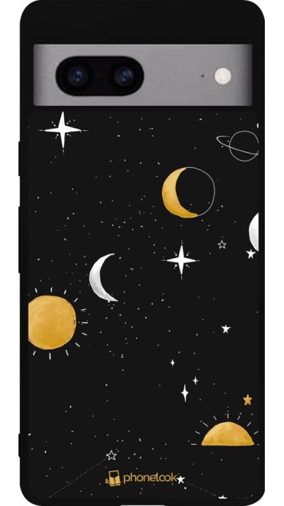 Coque Google Pixel 7a - Silicone rigide noir Space Vector