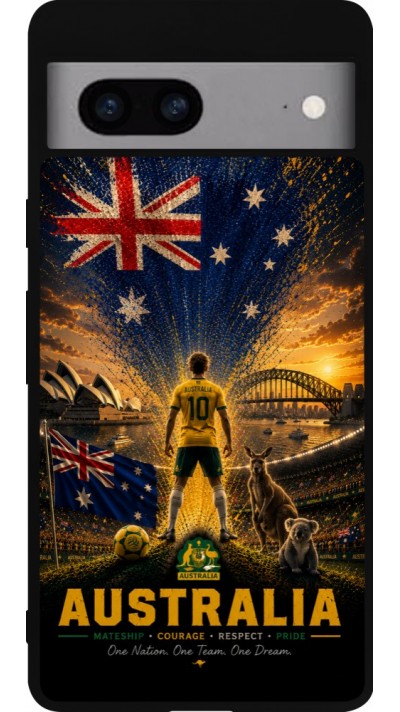 Google Pixel 7a Case Hülle - Silikon schwarz Fussball Australien splash 2026
