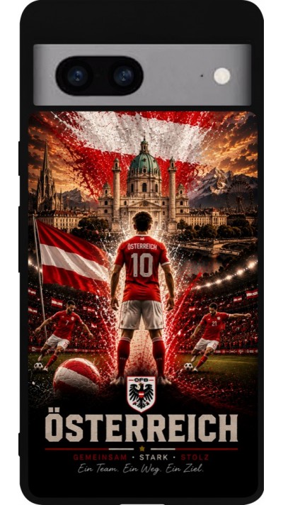 Google Pixel 7a Case Hülle - Silikon schwarz Fussball Österreich splash 2026