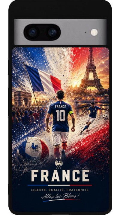 Google Pixel 7a Case Hülle - Silikon schwarz Fussball Frankreich splash 2026