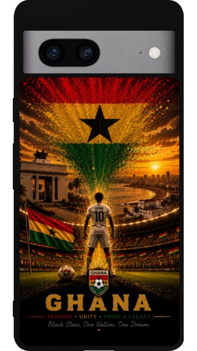 Google Pixel 7a Case Hülle - Silikon schwarz Fussball Ghana splash 2026