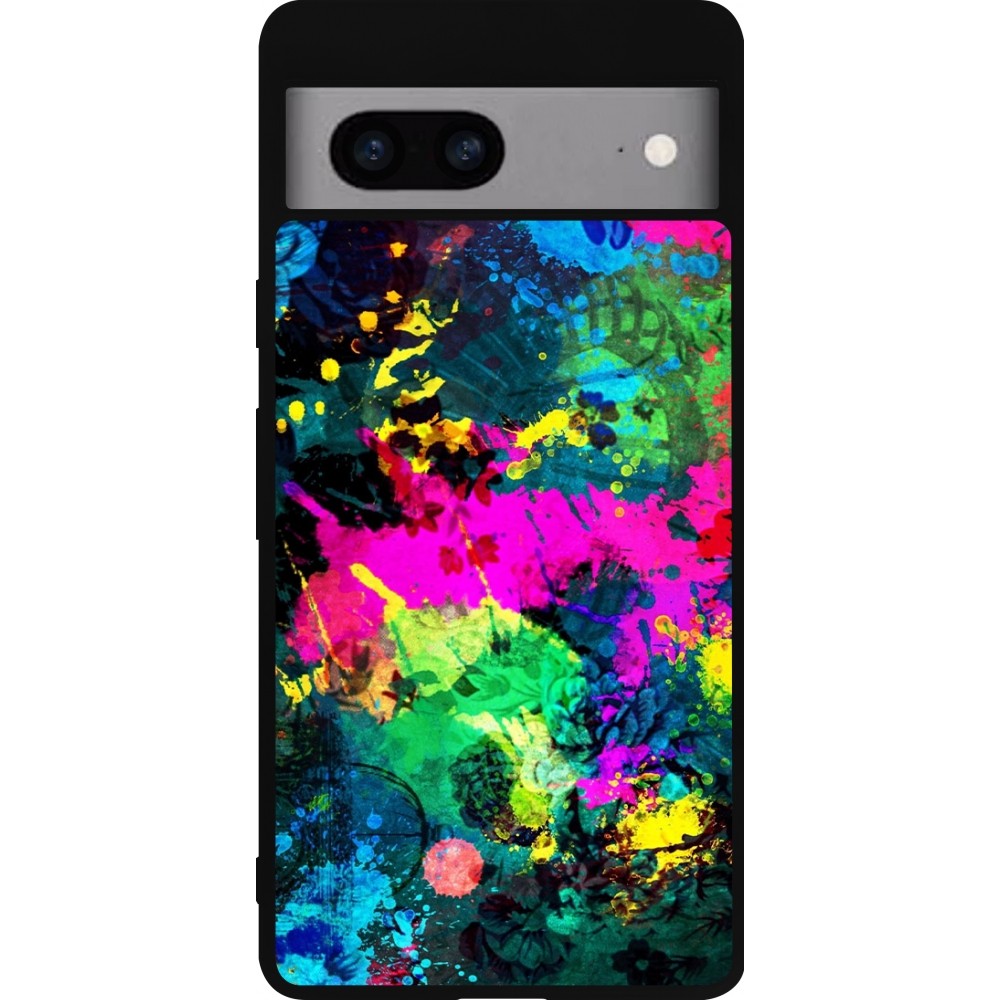 Google Pixel 7a Case Hülle - Silikon schwarz Splash paint