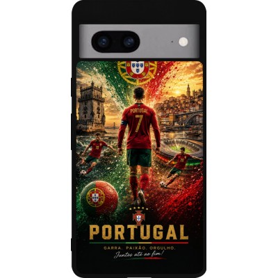 Google Pixel 7a Case Hülle - Silikon schwarz Fussball Portugal splash 2026