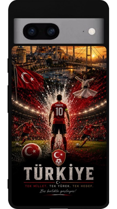 Google Pixel 7a Case Hülle - Silikon schwarz Fussball Türkei splash 2026