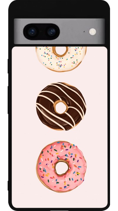 Coque Google Pixel 7a - Silicone rigide noir Spring 23 donuts