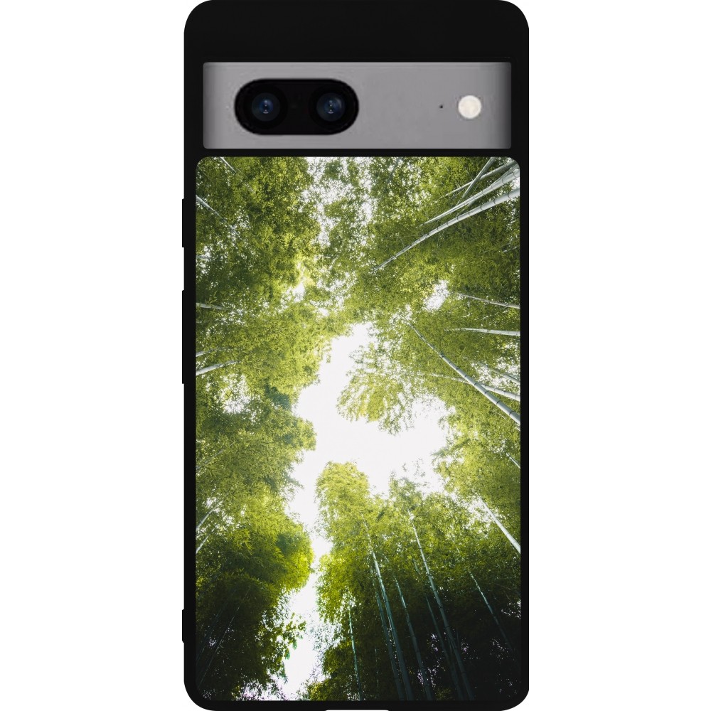 Google Pixel 7a Case Hülle - Silikon schwarz Spring 23 forest blue sky