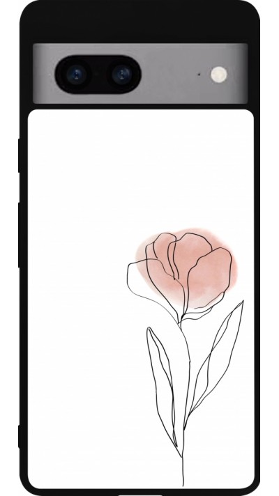 Coque Google Pixel 7a - Silicone rigide noir Spring 23 minimalist flower