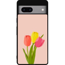 Google Pixel 7a Case Hülle - Silikon schwarz Spring 23 tulip trio