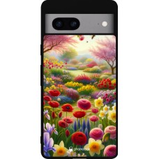 Coque Google Pixel 7a - Silicone rigide noir Spring 25 Bouquet printemps
