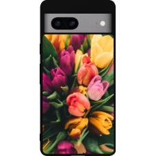 Google Pixel 7a Case Hülle - Silikon schwarz Bouquet of tulips Spring 2026