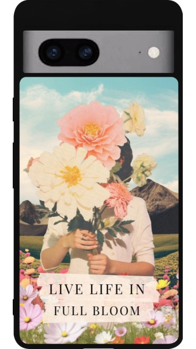 Google Pixel 7a Case Hülle - Silikon schwarz Live life in full moon Spring 2026