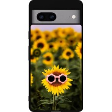 Google Pixel 7a Case Hülle - Silikon schwarz Sunflower with glasses Spring 2026