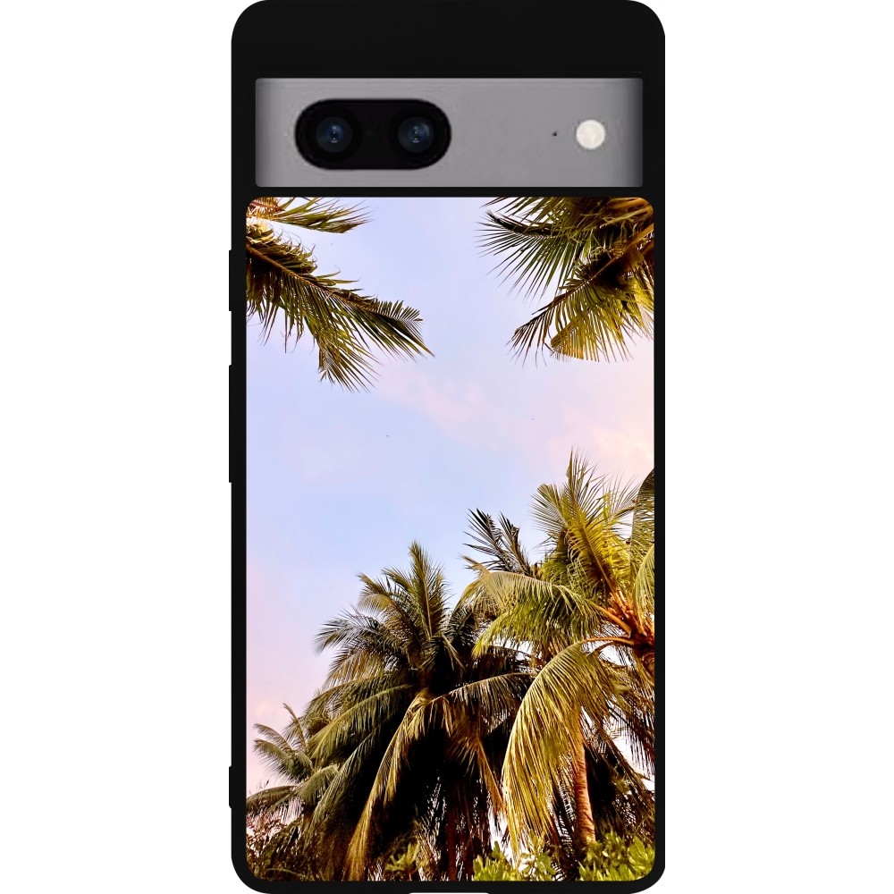 Google Pixel 7a Case Hülle - Silikon schwarz Summer 2023 palm tree vibe