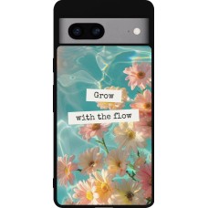 Coque Google Pixel 7a - Silicone rigide noir Summer 2025 Grow with the flow