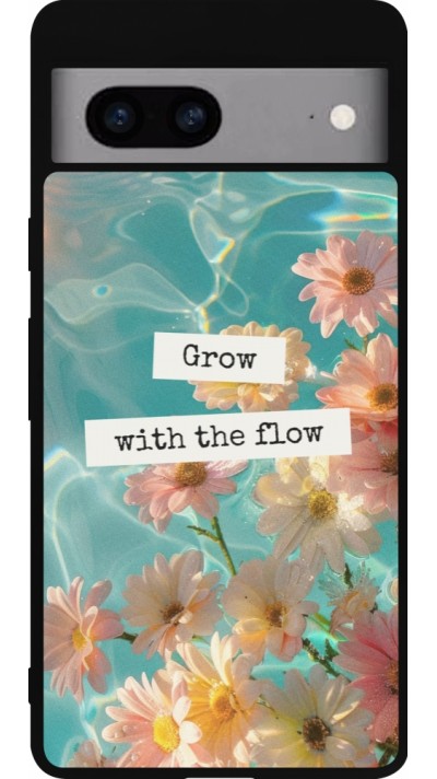 Coque Google Pixel 7a - Silicone rigide noir Summer 2025 Grow with the flow