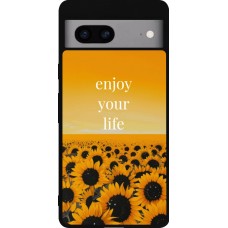 Google Pixel 7a Case Hülle - Silikon schwarz Summer 2026 Enjoy your life