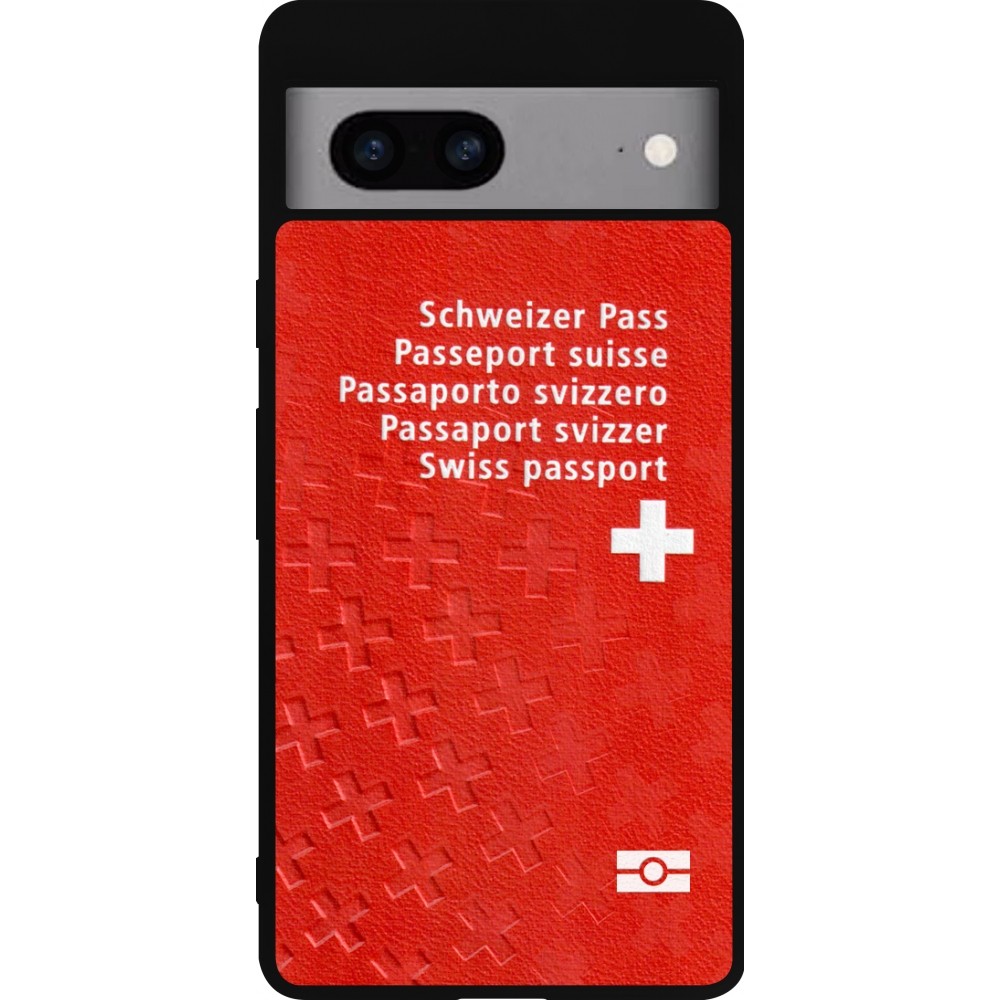 Google Pixel 7a Case Hülle - Silikon schwarz Swiss Passport