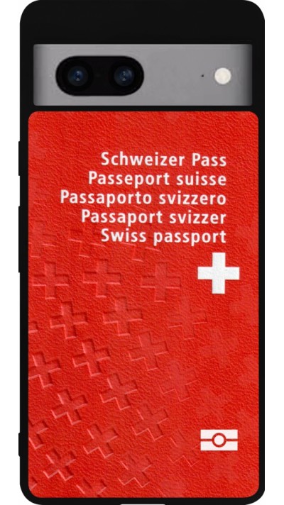 Coque Google Pixel 7a - Silicone rigide noir Swiss Passport