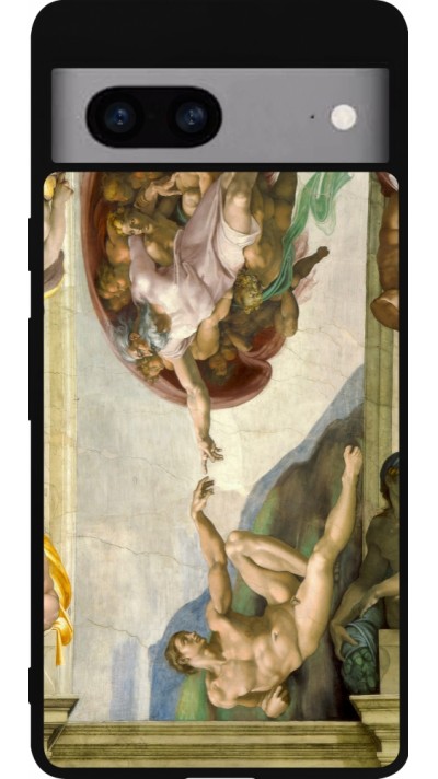 Google Pixel 7a Case Hülle - Silikon schwarz Kunstbild - Die Erschaffung Adams - Michelangelo