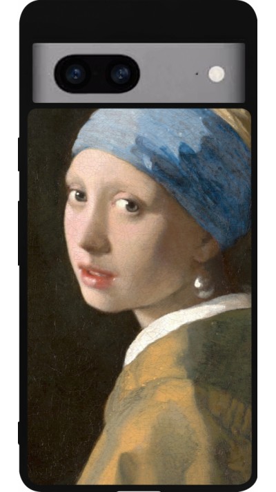 Coque Google Pixel 7a - Silicone rigide noir Tableau art - La Jeune fille à la perle - Johannes Vermeer