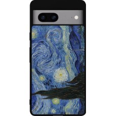 Coque Google Pixel 7a - Silicone rigide noir Tableau art - La Nuit étoilée - Van Gogh