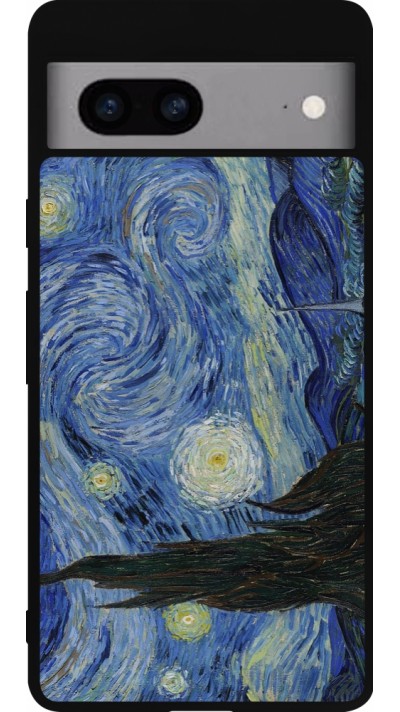 Google Pixel 7a Case Hülle - Silikon schwarz Kunstbild - Sternennacht - Van Gogh