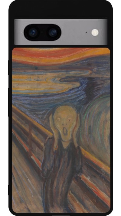 Coque Google Pixel 7a - Silicone rigide noir Tableau art - Le Cri - Edvard Munch