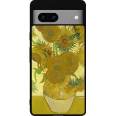 Google Pixel 7a Case Hülle - Silikon schwarz Kunstbild - Sonnenblumen  - Van Gogh