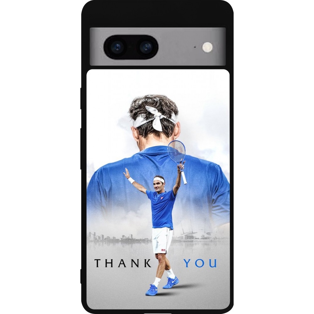 Coque Google Pixel 7a - Silicone rigide noir Thank you Roger