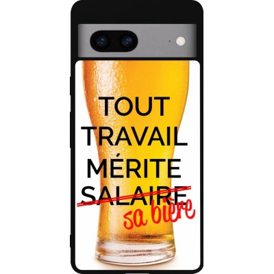 Coque Google Pixel 7a - Silicone rigide noir Tout travail mérite sa bière