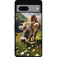 Google Pixel 7a Case Hülle - Silikon schwarz Kuh Berg Wallis