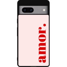 Coque Google Pixel 7a - Silicone rigide noir Valentine 2024 amor