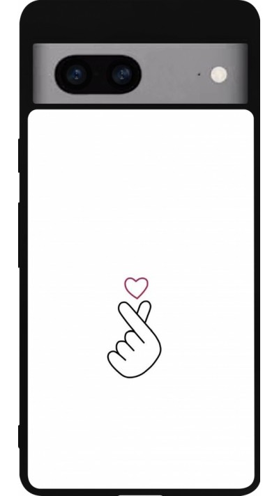 Coque Google Pixel 7a - Silicone rigide noir Valentine 2024 heart by Millennials