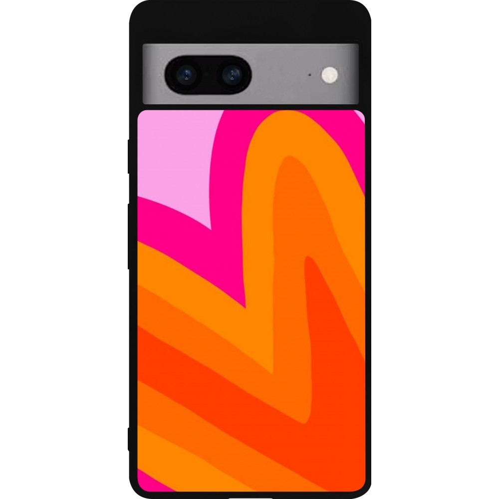 Google Pixel 7a Case Hülle - Silikon schwarz Valentine 2024 heart gradient