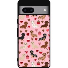 Google Pixel 7a Case Hülle - Silikon schwarz Valentine 2024 puppy love