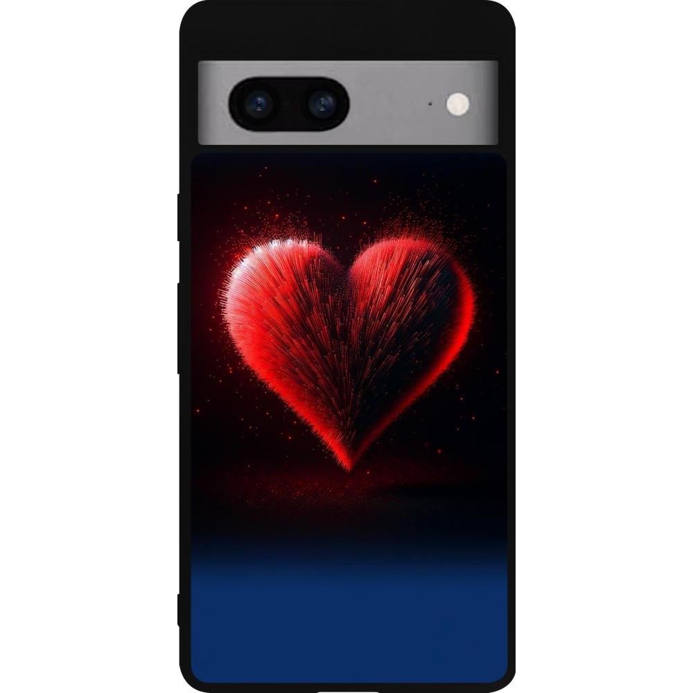 Google Pixel 7a Case Hülle - Silikon schwarz Valentin 2025 rotes Herz