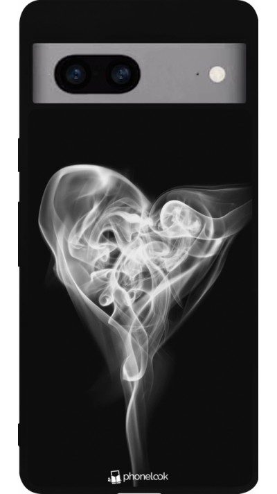 Coque Google Pixel 7a - Silicone rigide noir Valentine 2022 Black Smoke