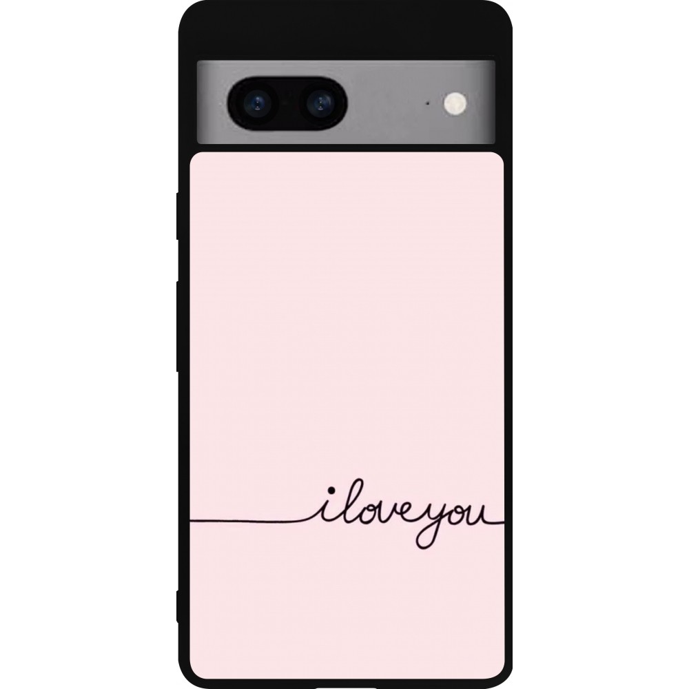 Google Pixel 7a Case Hülle - Silikon schwarz Valentine 2023 i love you writing