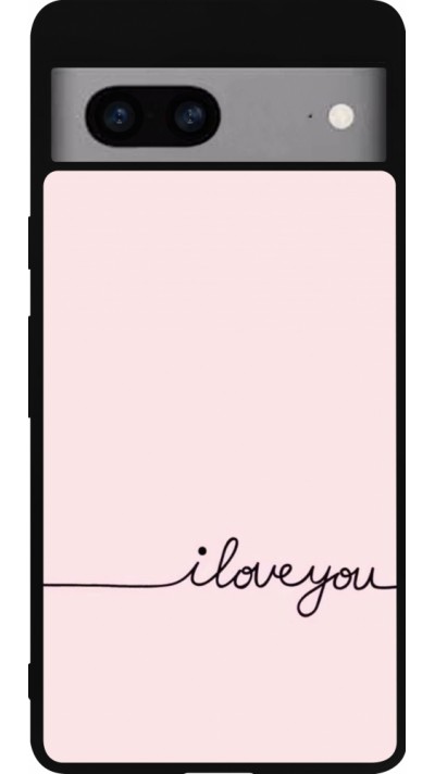 Google Pixel 7a Case Hülle - Silikon schwarz Valentine 2023 i love you writing