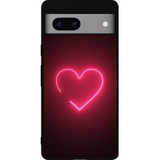 Google Pixel 7a Case Hülle - Silikon schwarz Valentine 2023 single neon heart